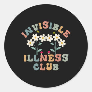 Pegatina Redonda Flor Invisible Illness Club Enfermedades Crónicas