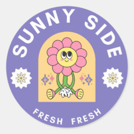 Pegatina Redonda flor lateral soleada