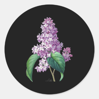 Pegatina Redonda Flor Lilac Botánica Para Jardineros