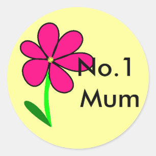 Pegatina Redonda flor, Mamá Nº 1