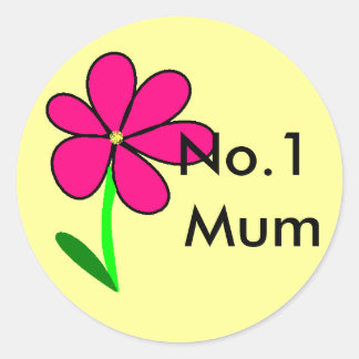Pegatina Redonda flor, Mamá Nº 1
