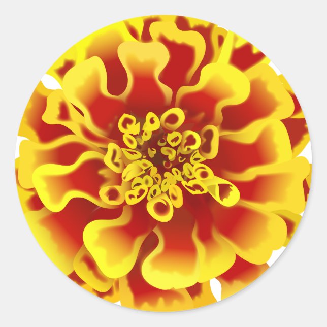 Pegatina Redonda Flor Marigold (Anverso)