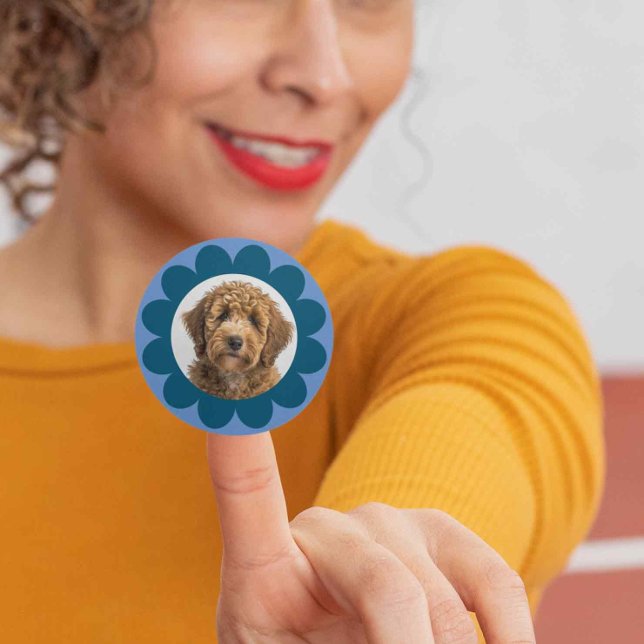 Pegatina Redonda Flor Mascota de fotograma perro Personalizable de  (Subido por el creador)