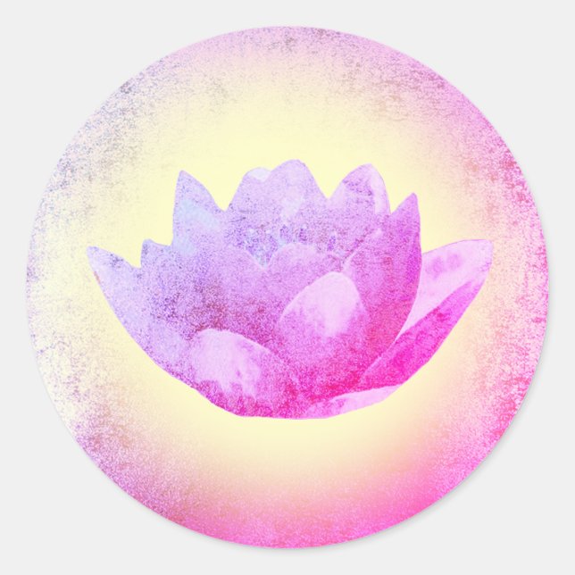 Pegatina Redonda flor morada de loto (Anverso)