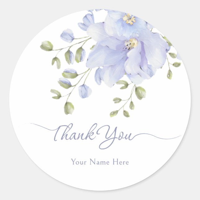 Pegatina Redonda Flor morada suave (Anverso)