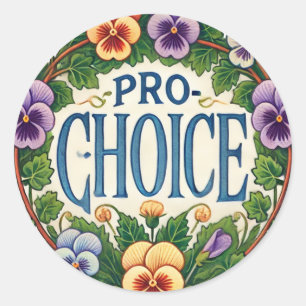 Pegatina Redonda Flor Pansy Pro-Choice