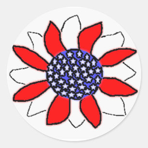 Pegatina Redonda Flor patriótica