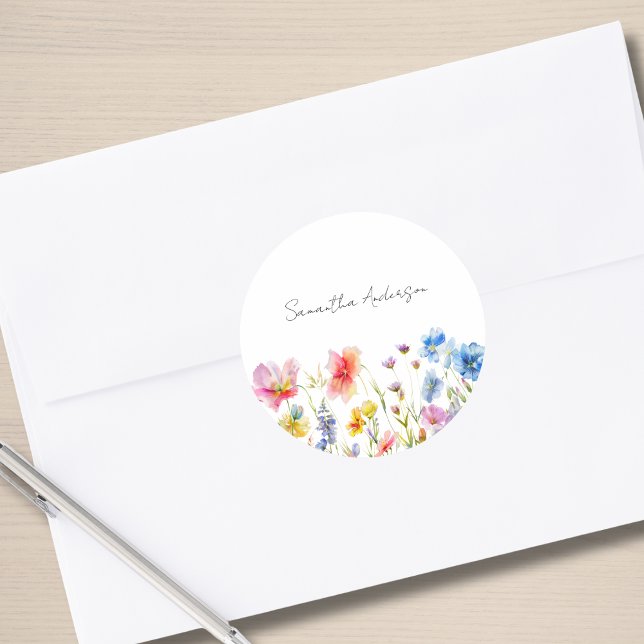 Pegatina Redonda Flor Personalizada Wildflower (Subido por el creador)