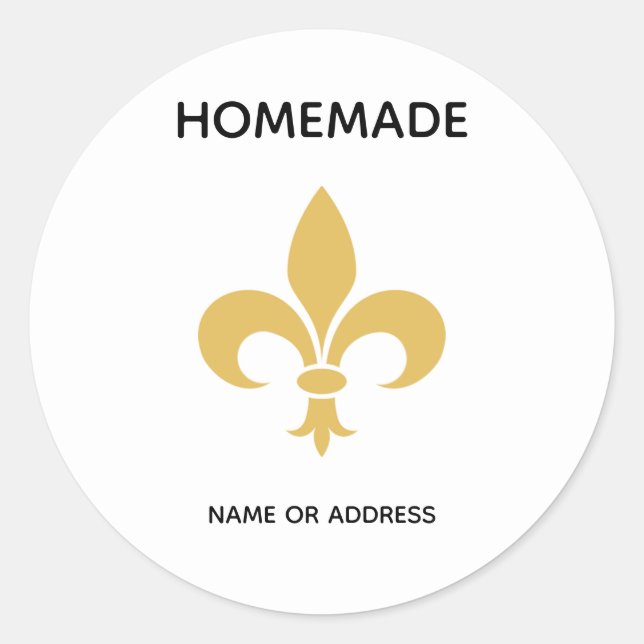 Pegatina Redonda Flor personalizado y texto casero sobre blanco (Anverso)