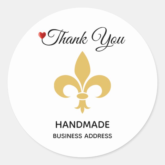 Pegatina Redonda Flor personalizado y texto hecho a mano sobre blan (Anverso)