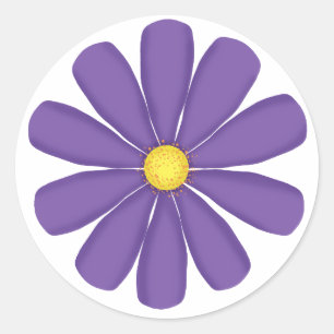 Pegatina Redonda Flor púrpura con centro amarillo