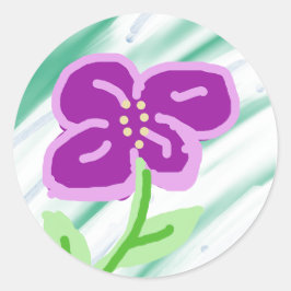 Pegatina Redonda Flor púrpura suave