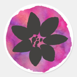 Pegatina Redonda Flor púrpura tropical