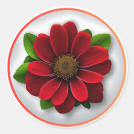 Pegatina Redonda Flor roja bonito #1