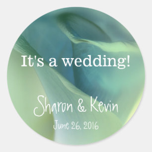 Pegatina Redonda Flor romántica en tonos azules