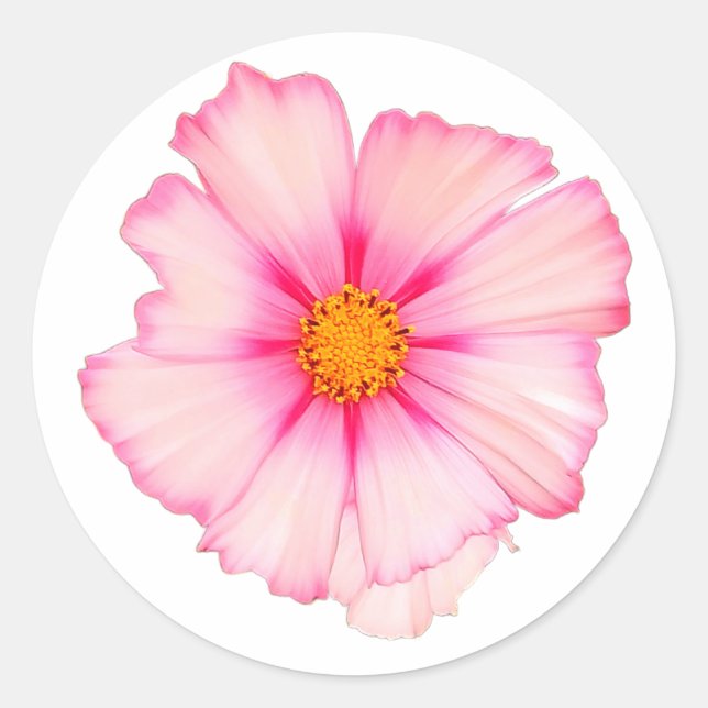 Pegatina Redonda Flor rosa (Anverso)