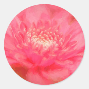 Pegatina Redonda Flor rosa