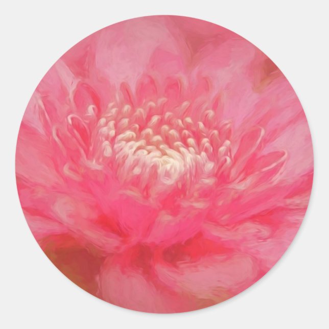 Pegatina Redonda Flor rosa (Anverso)