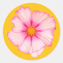 Pegatina Redonda Flor rosa