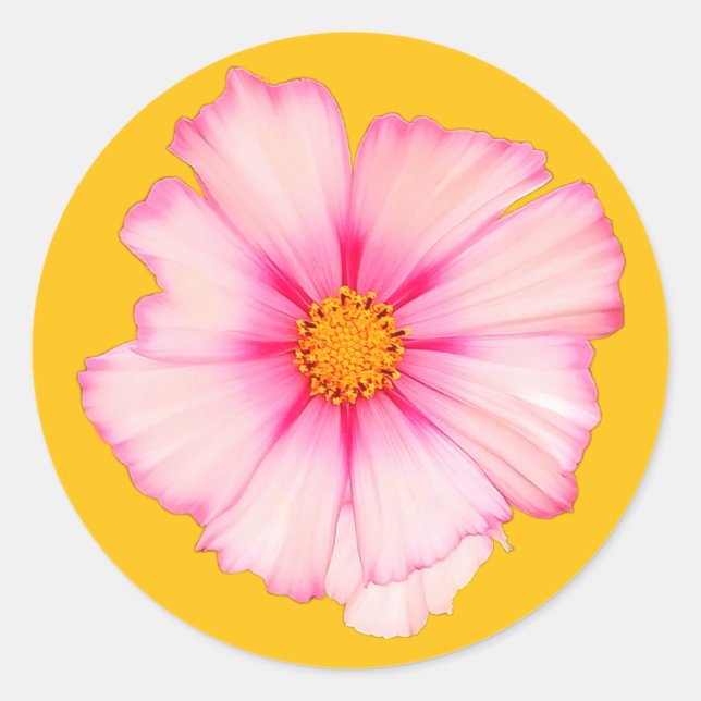 Pegatina Redonda Flor rosa (Anverso)