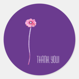 Pegatina Redonda Flor rosa pálido morado Gerbera rosa