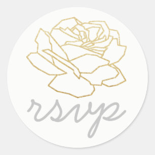 Pegatina Redonda flor rosa r.s.v.p., boda de rsvp floral