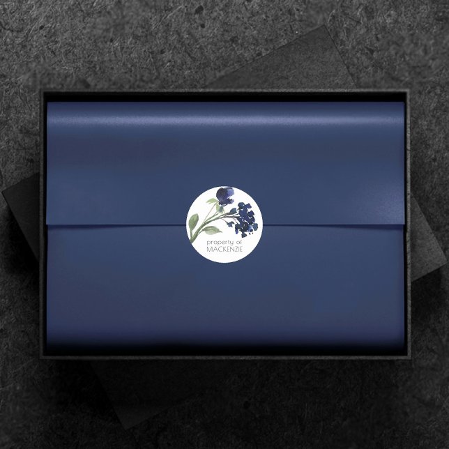 Pegatina Redonda Flor salvaje | Personalizado de Flores Azul Azul A (Subido por el creador)