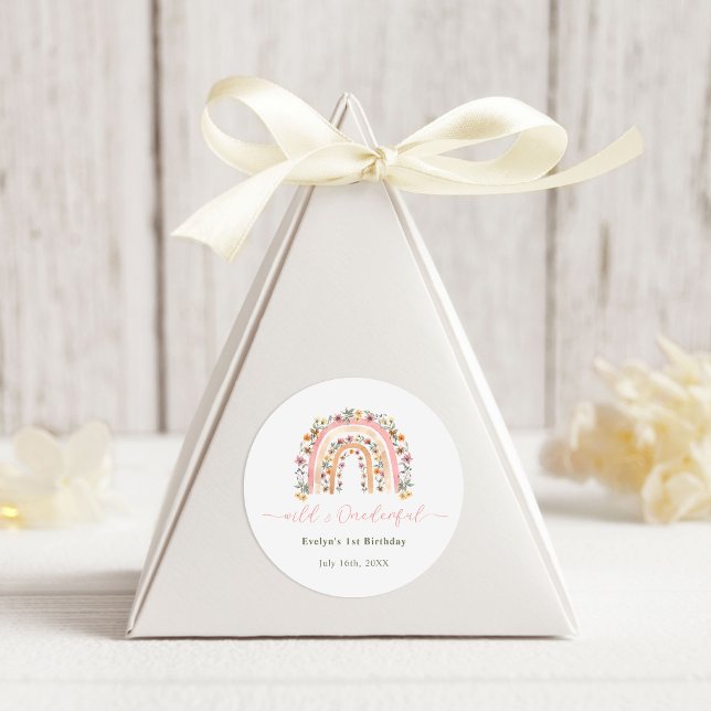 Pegatina Redonda Flor salvaje y maravillosa arcoiris primer cumplea (Subido por el creador)