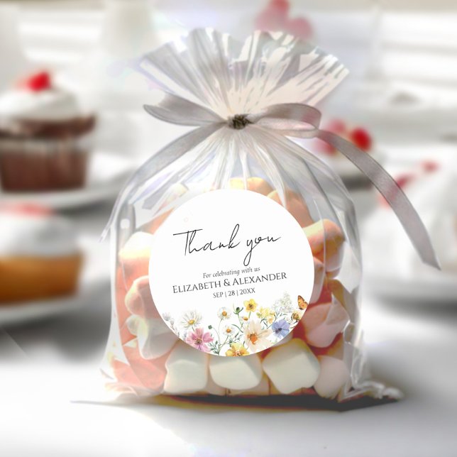 Pegatina Redonda Flor silvestre | Boho Boda gracias Sticker (Subido por el creador)