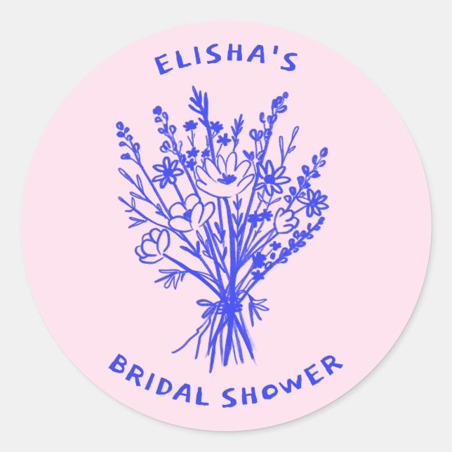Pegatina Redonda Flor silvestre Bouquet Rustic Whimsical Bridal Sho (Anverso)