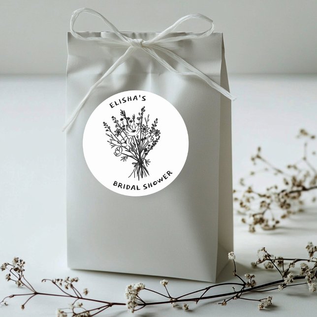 Pegatina Redonda Flor silvestre Bouquet Rustic Whimsical Bridal Sho (Wildflower Bouquet Rustic Whimsical Bridal Shower Classic Round Sticker
)