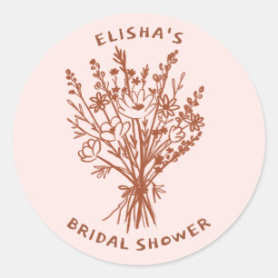 Pegatina Redonda Flor silvestre Bouquet Rustic Whimsical Bridal Sho