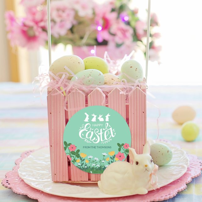 Pegatina Redonda Flor silvestre de la Primavera Blanca Blanca Feliz (Subido por el creador)