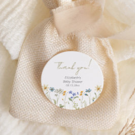 Pegatina Redonda Flor silvestre Floral Neutral Baby Shower