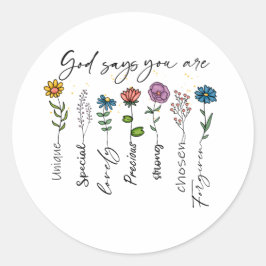 Pegatina Redonda Flor silvestre religiosa cristiana inspiracional f