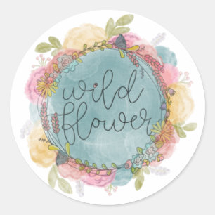 Pegatina Redonda Flor silvestre Wreath Floral