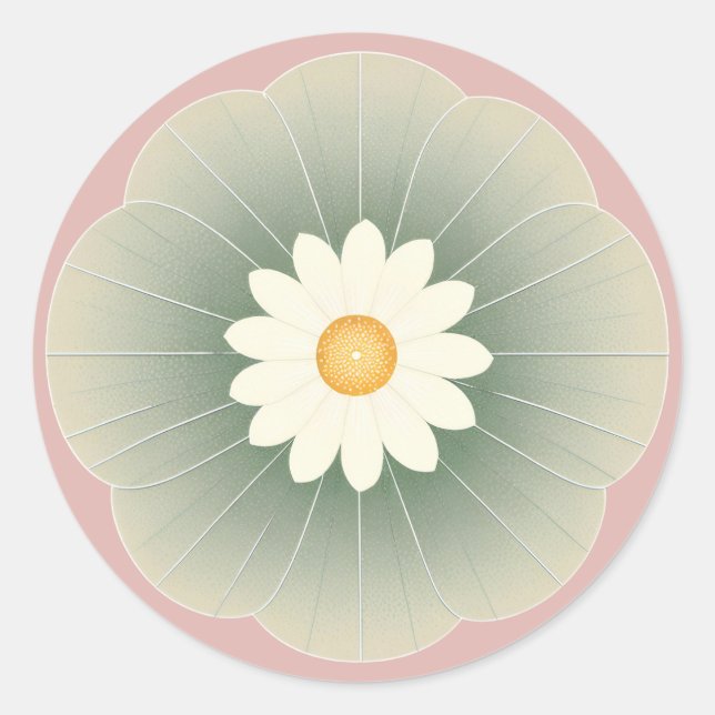 Pegatina Redonda Flor simple (Anverso)