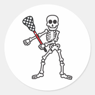 Pegatina Redonda Flor Skeleton Lacrosse Player Halloween Costum