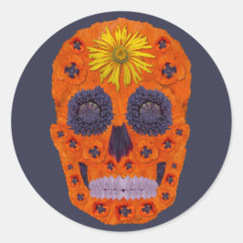 Pegatina Redonda Flor Skull 1