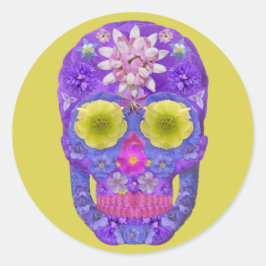 Pegatina Redonda Flor Skull 5