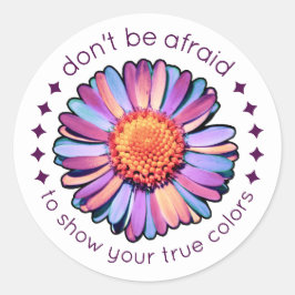 Pegatina Redonda Flor suave morado rosa azul margarita mujeres bise