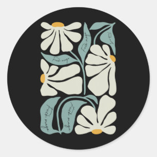 Pegatina Redonda Flor sutil Trump Floral Estética del Boho