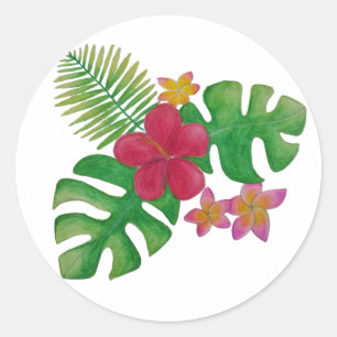 Pegatina Redonda Flor tropical