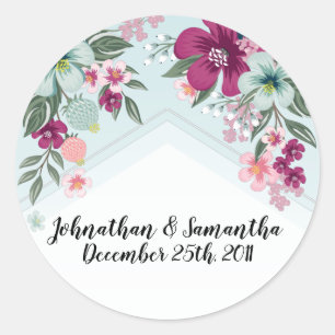 Pegatina Redonda Flor tropical de 20 a 1.5" Pegatinas favoritos en