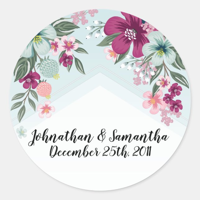 Pegatina Redonda Flor tropical de 20 a 1.5" Pegatinas favoritos en  (Anverso)