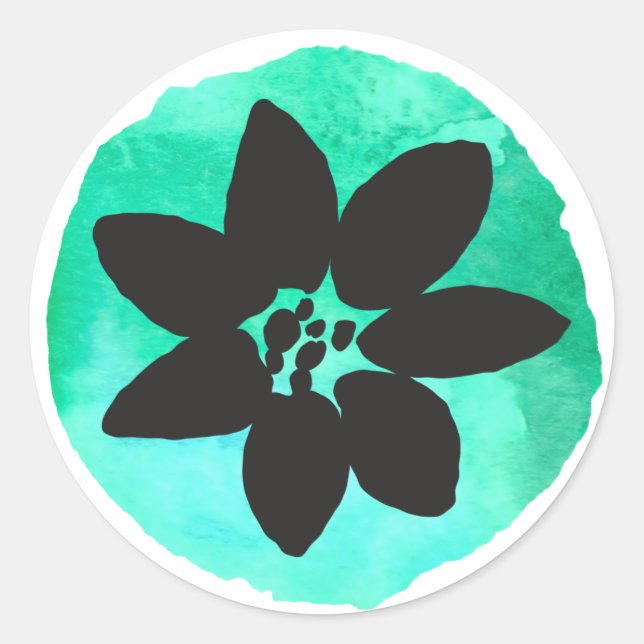 Pegatina Redonda Flor tropical verde claro (Anverso)