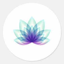 Pegatina Redonda Flor verde azul Lotus