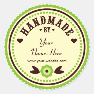Pegatina Redonda Flor verde hecha a mano por Pegatinas personalizad