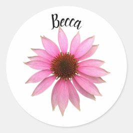 Pegatina Redonda Flor violeta brillante personalizada