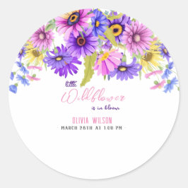 Pegatina Redonda Flor violeta rosa brillante en flor #1